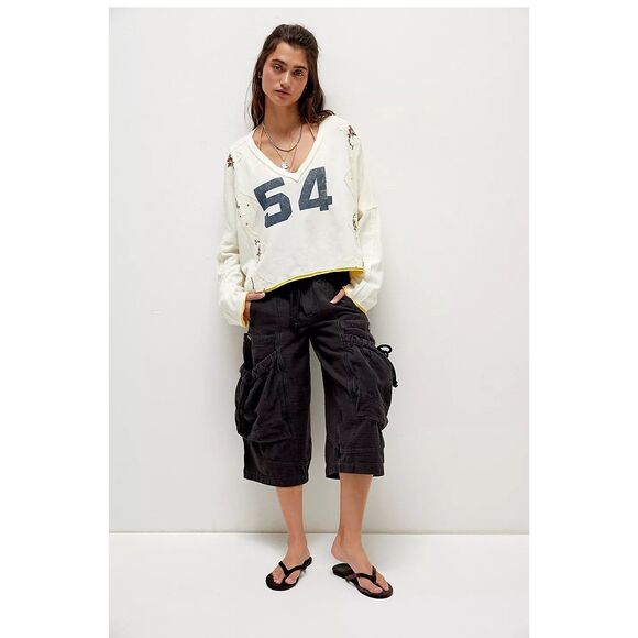 Free People We The Free Allie Blouse Tee Top Floral Number Graphic M NWT 283680 - Picture 4 of 9